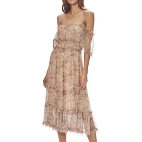 Love the Label x Anthropologie Sz M Waterlily Print Off The Shoulder Dress - Picture 11 of 13